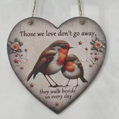 Robin memorial heart - plaque, |