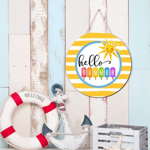 Summer wooden sign - wooden, front