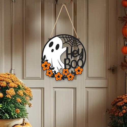 Halloween wooden hanging sign - halloween,