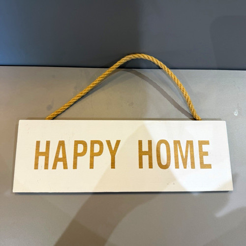 Happy home wooden hanging sign - wooden,