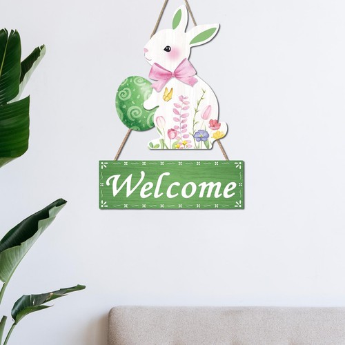 Easter wooden hanging sign - hanging,