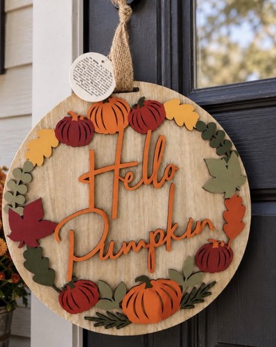 Autumn wooden hanging door - wooden,