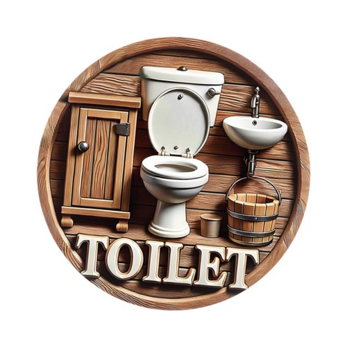 Bathroom sign wooden - sign,
