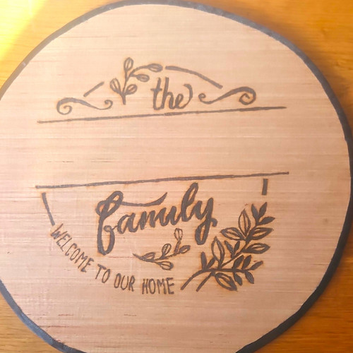 Round beige wooden decorative - beige,