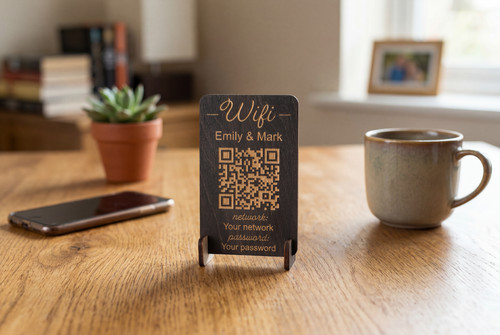 Custom wooden wifi sign qr - custom,