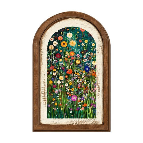 Arched wooden wall art plaque - wooden,