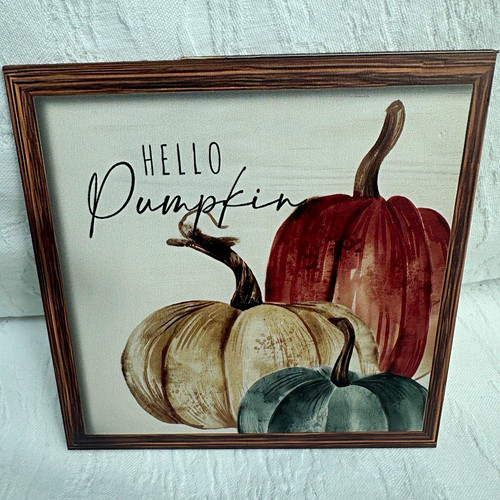 Wooden square hello - square, pumpkin