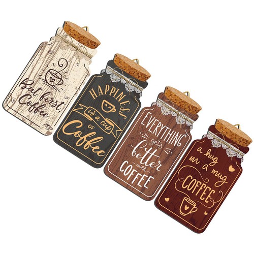 Wooden coffee decor plaque for - wooden,