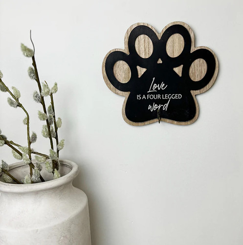Paw print wooden plaque - paw,